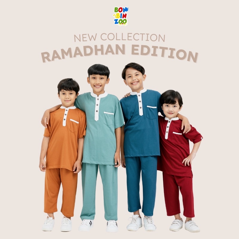 Bonbinzoo Setelan Koko Set  1-12 Tahun S M L 4 5 6 7 8 9 10 11 12 Tahun Baju Fashion Lebaran Kekinian Adem