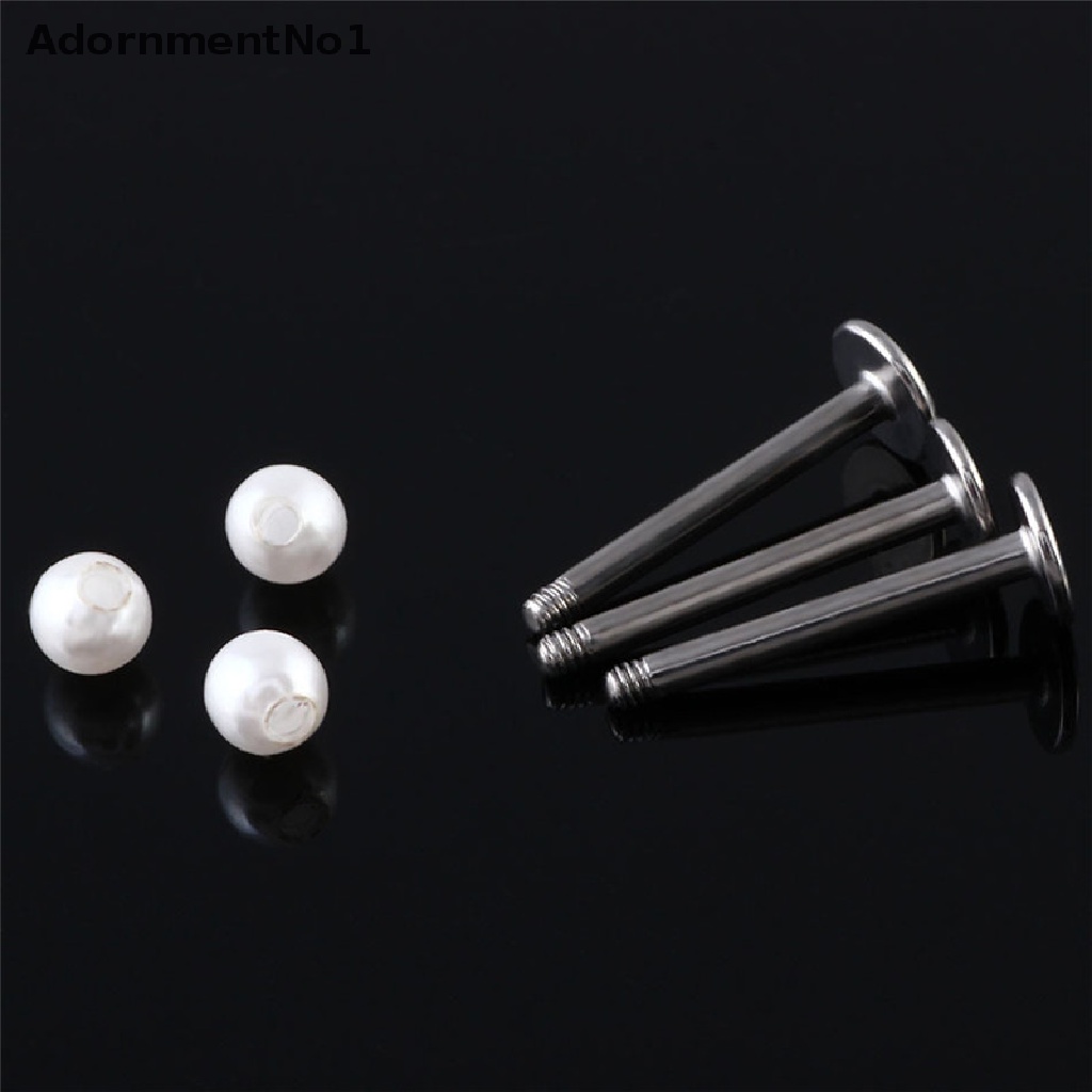 (AdornmentNo1) Anting Tindik Tulang Rawan Telinga Desain Barbell Hias Mutiara Bahan Stainless Steel