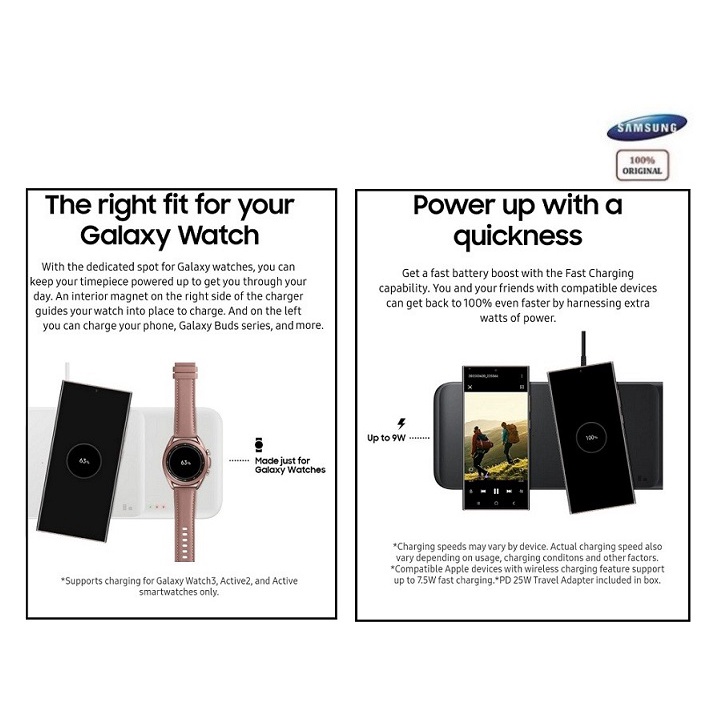 SAMSUNG Wireless Charger Trio 3 in 1 100% Original Wireless 3in1