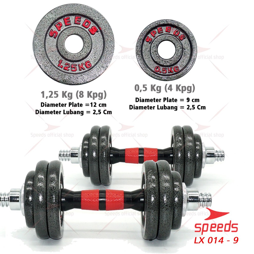 SPEEDS Dumbell Barbel Set 15Kg Tiang Angkat Beban Besi Stainless 15 Kg 014-9