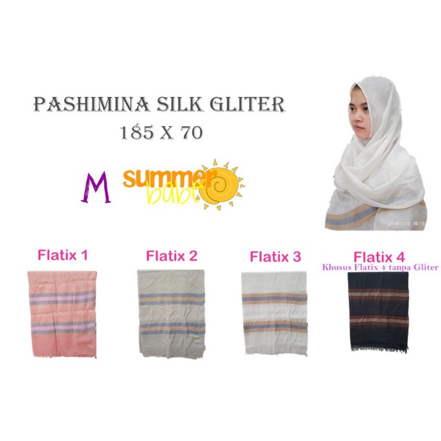 Jilbab Hijab Pashmina Sutra Silk Gliter Motif Flatix