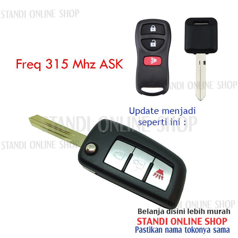 Flip Key Kunci Lipat Remote Alarm Nissan Grand Livina dibawah 2011