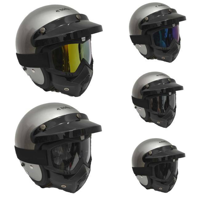 Helm Cargloss Retro Silver Gloss Plus Goggle Mask