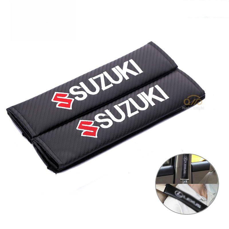 2pcs Cover Sabuk Pengaman Mobil Bahan Carbon Fiber Untuk Suzuki Vitara Swift Xl7 Presso Dzire Jimny Ciaz Celertiga Ertiga