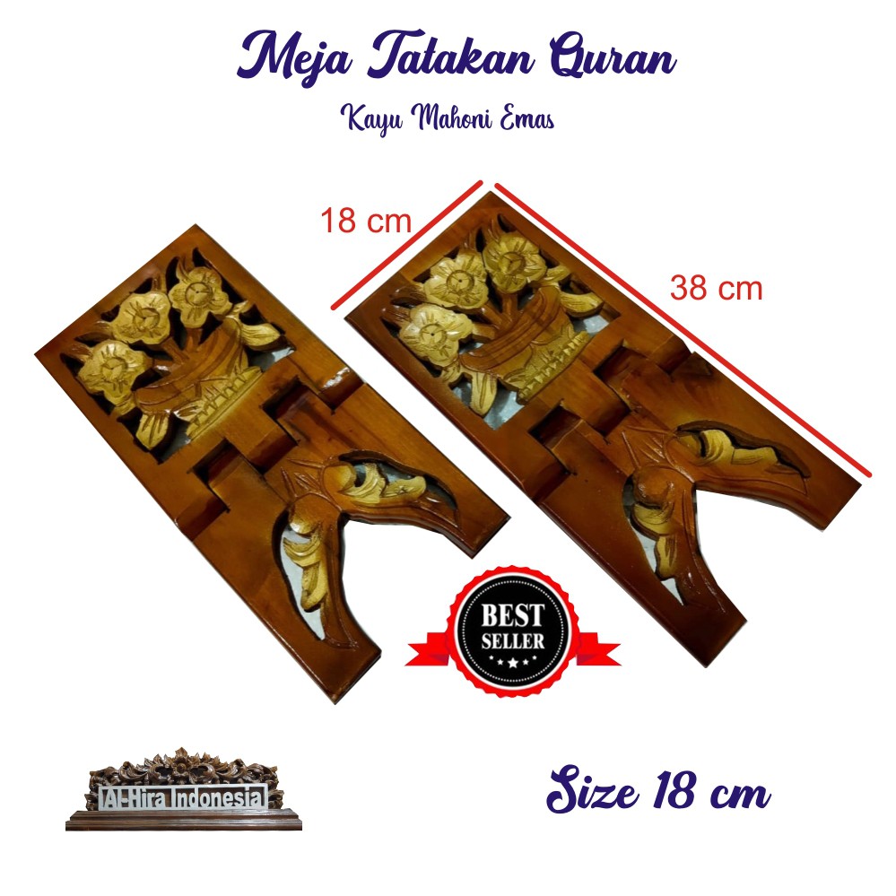 Rekal,Meja,tatakan,Dudukan Alquran Termurah Rekal Mahoni (Emas) Size 18