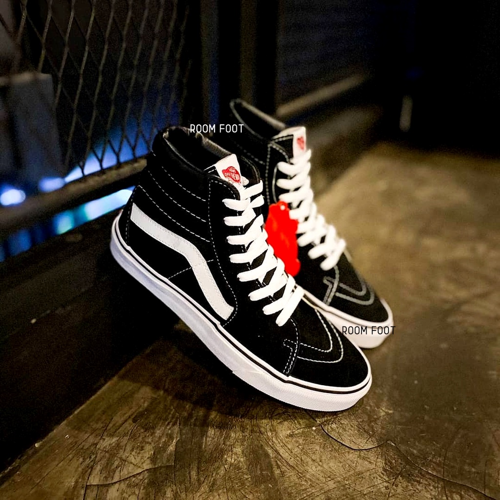 Sepatu Sk8 High Black White / Sneakers SK8 Hi Hitam Putih Tinggi