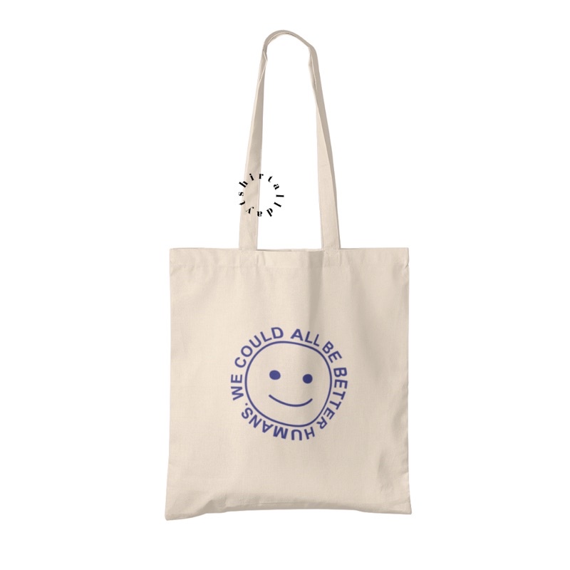 Tote Bag Tas Belanja Kanvas Natural Katun Bisa Custom Desain Humans [tshirtallday]