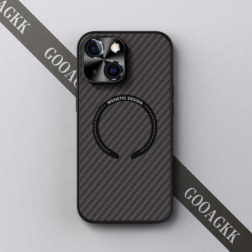 new! ! Magnetic Adsorption iPhone case (For iPhone 11 Pro Max 12 Pro Max 13 Pro Max) Carbon Fiber Leather Matte Composite