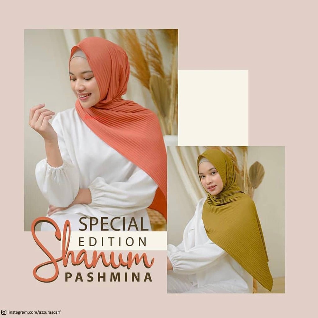 HIJAB PASHMINA SHANUM AZZURA SCARF PASMINA PLISKET SHAWL DIAMOND YASSMINNSHOP