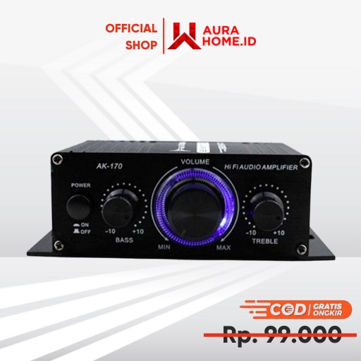 HiFi Mini Stereo Car Amplifier Treble Bass Booster / Amplifier Rakitan Mini Subwoofer Power Speaker 