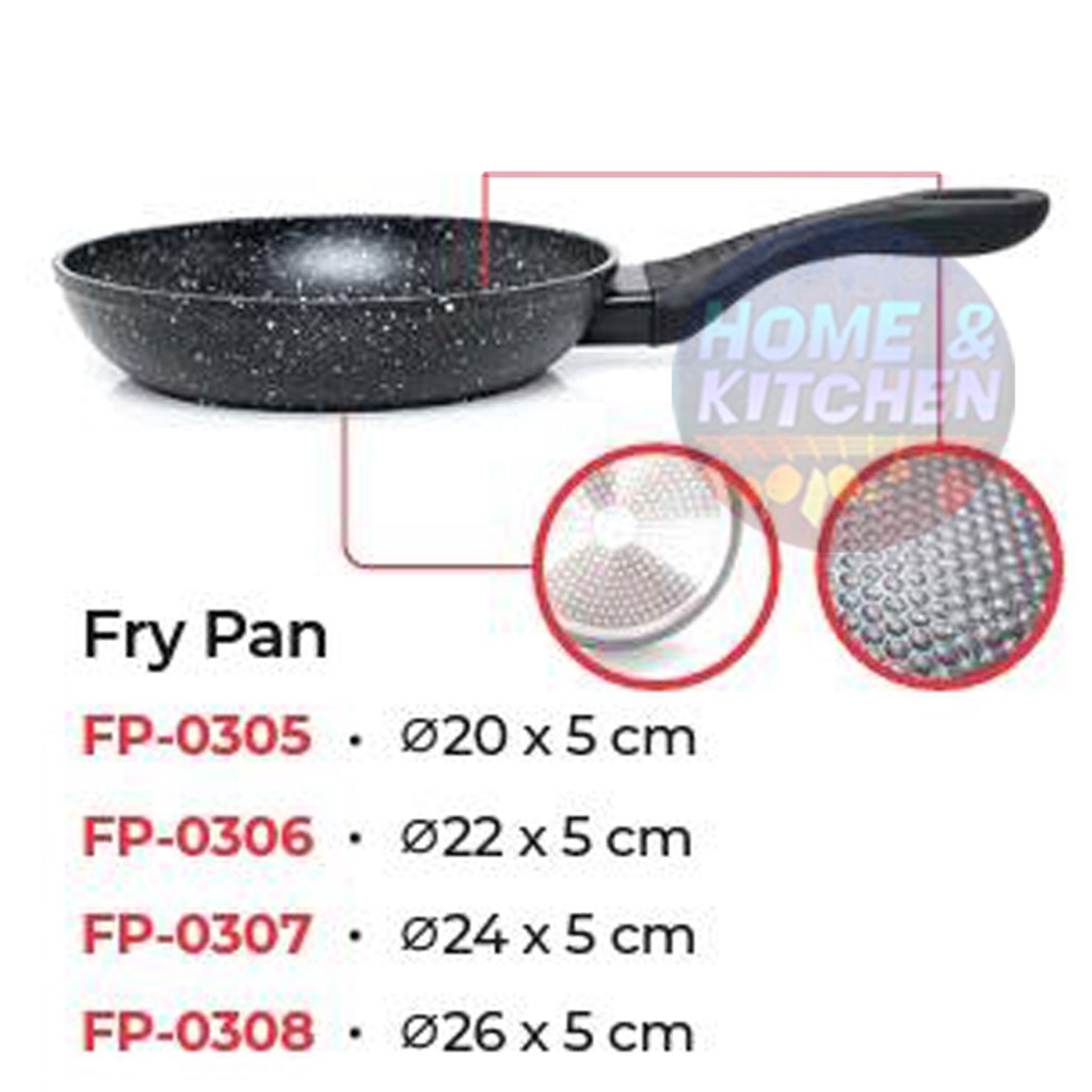 Cypruz Fry Pan 20cm 22cm 24cm Marble Induksi Frypan Ceramic Induction 20 / 22 / 24 cm Marbel Keramik