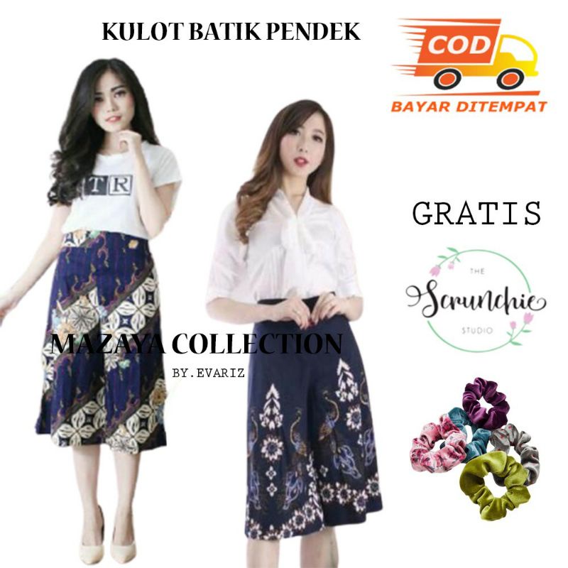 KULOT PENDEK BATIK BAHAN KATUN STREACH / KULOT PENDEK MOTIF BATIK DAN BUNGA