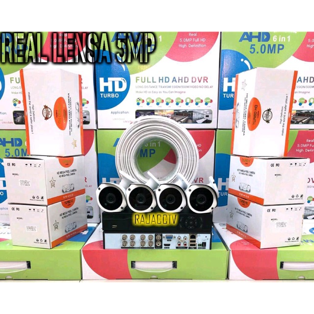 Paket CCTV 4CHANNEL 4CAMERA 4CHENEL 4KAMERA Full HD LENS 5MP 1080P KOMPLIT TINGGAL PASANG