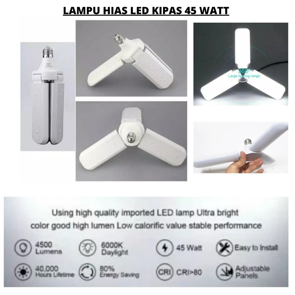 Lampu Hias LED Model Bola Dan Kipas 40 Watt 3000 Lumens Terang 113167