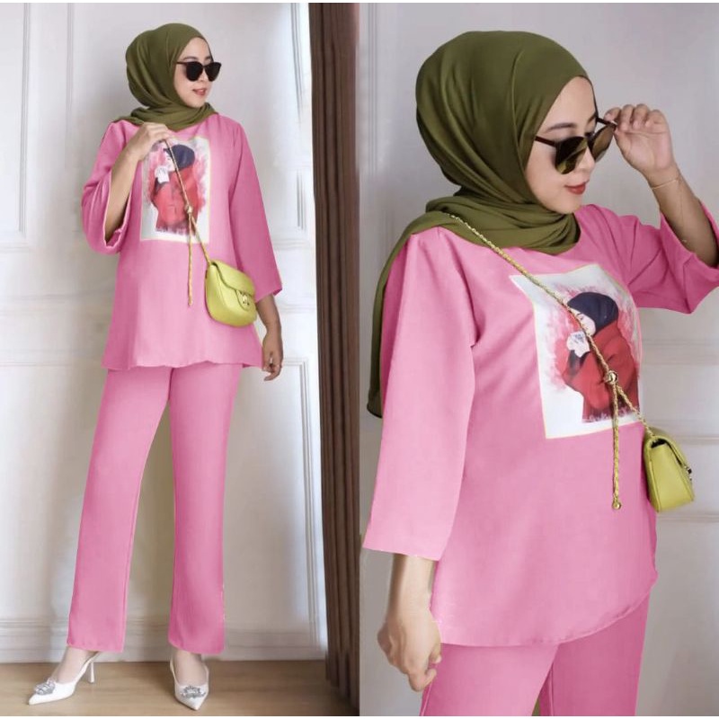 SET CELANA POMELO, BABYTERRY, GAMIS HIJAB MUSLIM, SETELAN