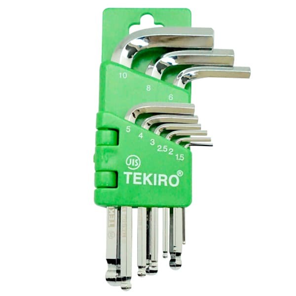 TEKIRO KUNCI L SET 9 PCS BALLPOINT 1.5-10MM (PENDEK) /KUNCI L SET