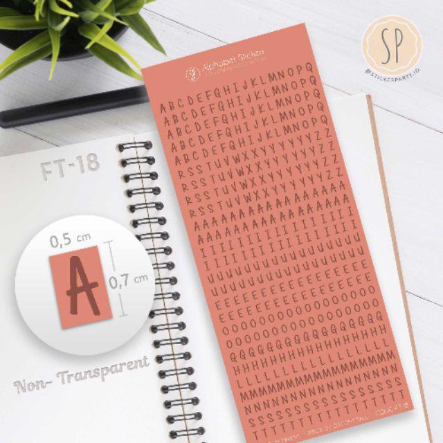[Sticker Party] 442pc Stiker Huruf Aesthetic Huruf Besar Stiker Bujo Alfabet Agenda Ukuran Kecil 0,5-FT18 - Terracotta