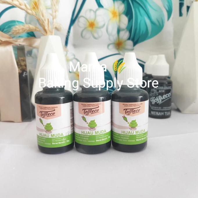 

TOFFIECO Food Coloring Pewarna Makanan Hijau Muda BRIGHT GREEN 30 cc TERLENGKAP Kode 548
