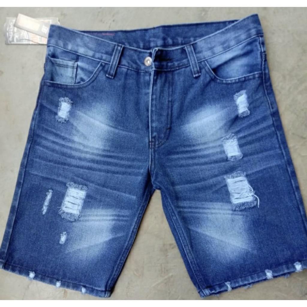 Celana Jeans Pendek Sobek Pria /Jeans Pendek Distro