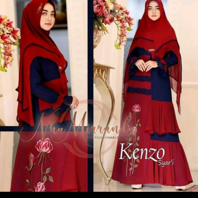 Baju gamis syar'i busana Muslim kenzo syar'i muslimah