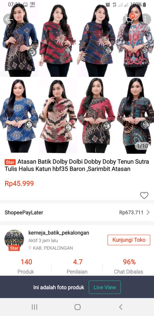 Atasan Batik Dolby Dolbi Dobby Doby Tenun Sutra Tulis Halus Katun Hbf35 Baron ,sarimbit Atasan