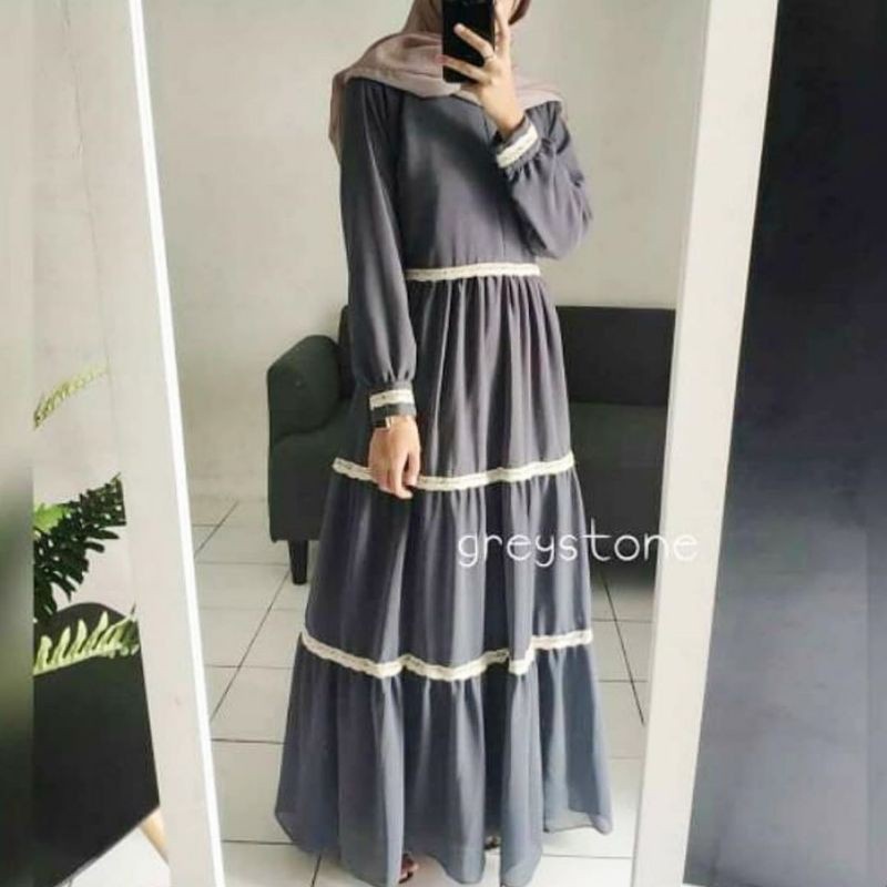 Gamis susun renda / gamis kekinian / gamis renda