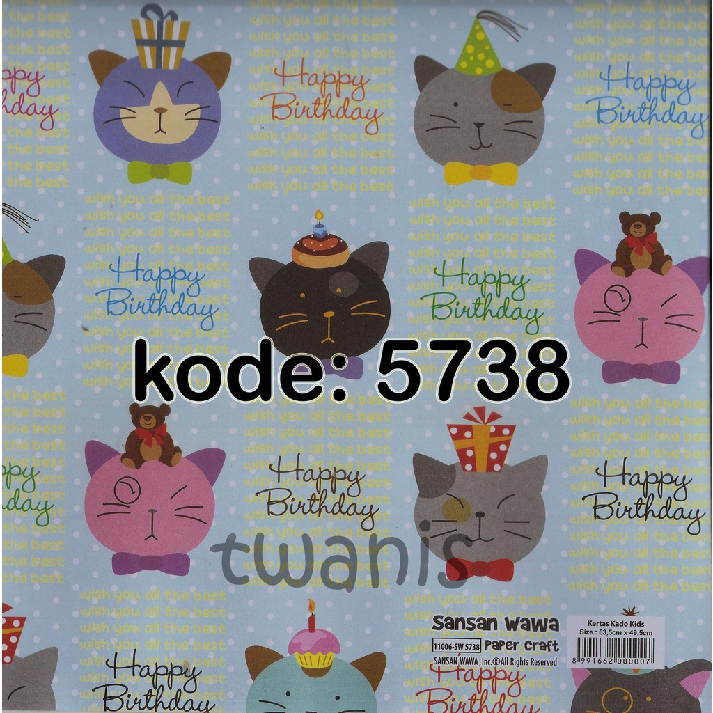 

Kertas Kado Ulang Tahun Birthday SANWA kode 5738 isi 25 lembar bisa campur motif lain