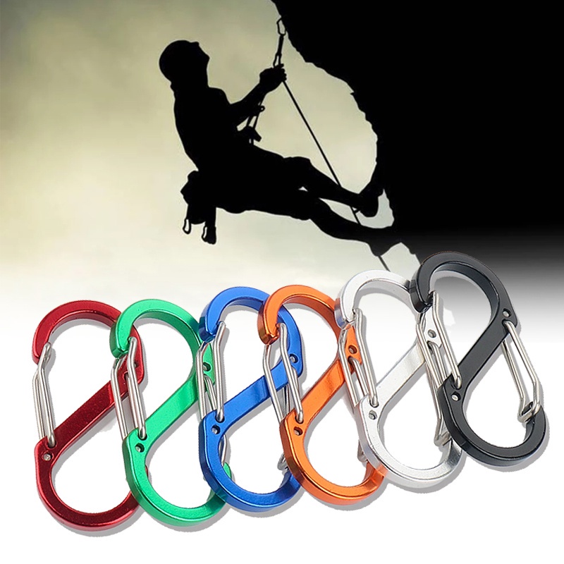 Carabiner Bentuk S Bahan Aluminum Alloy Ringan Untuk Outdoor / Camping / Hiking