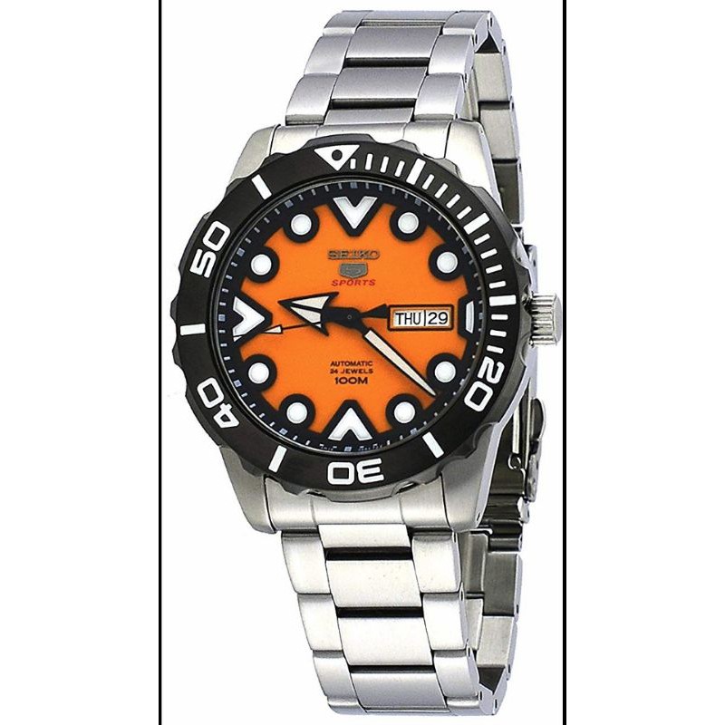 Seiko 5 Sports SRPA05K1 Automatic Orange Dial Jam Tangan Pria Original SRPA05