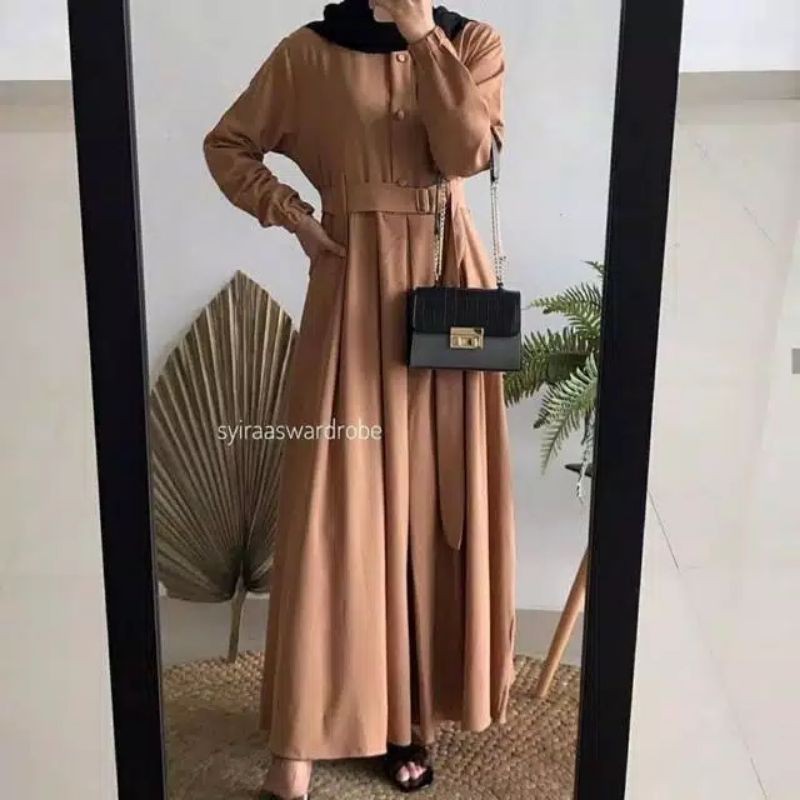 Baju gamis wanita terbaru model pesta kekinian moscrepe polos MEDINA MAXI LD100 2021 size L sya