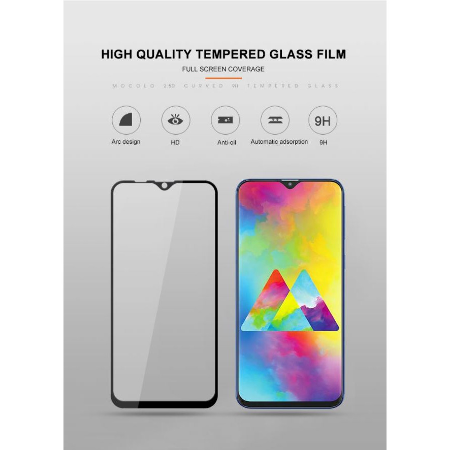 Mocolo Samsung A50s A30s A10 M10 A20 M20 A30 M30 A50 A70 Tempered Glass Full Screen Cover Edge