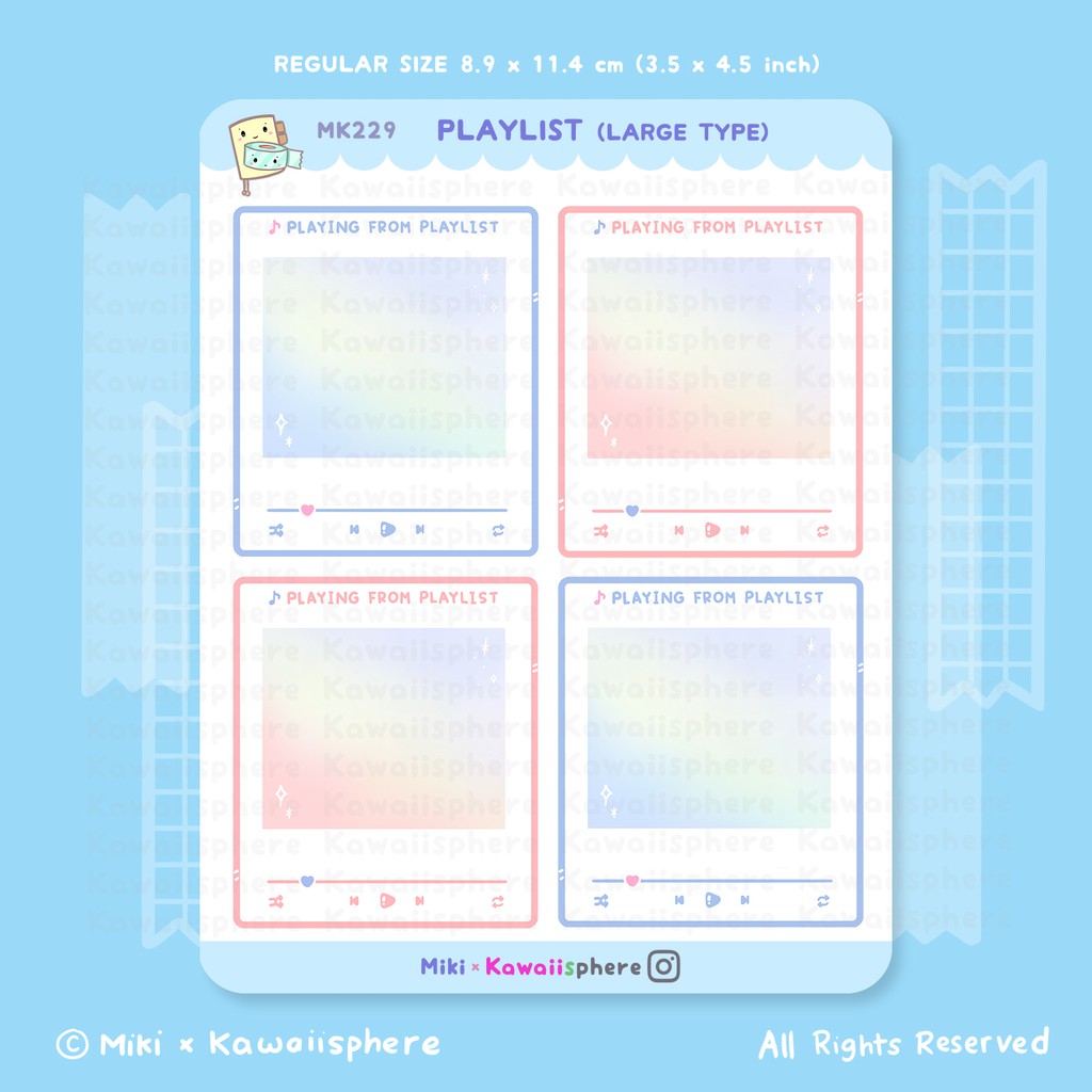 

Pastel Playlist Large Type | Kawaiisphere Music Series |Kawaii Planner Journal / Ring Binder Sticker