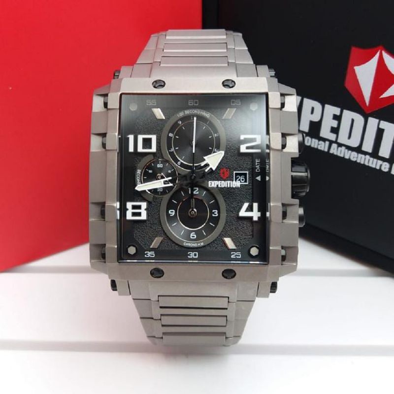 JAM TANGAN PRIA EXPEDITION E 6757 / E6757 GREY BLACK TITANIUM