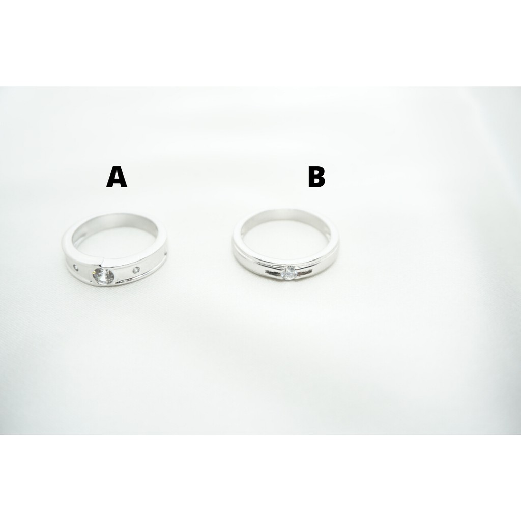 Cincin Solitaire Berlian Silver Elegan Couple Tunangan CX0708