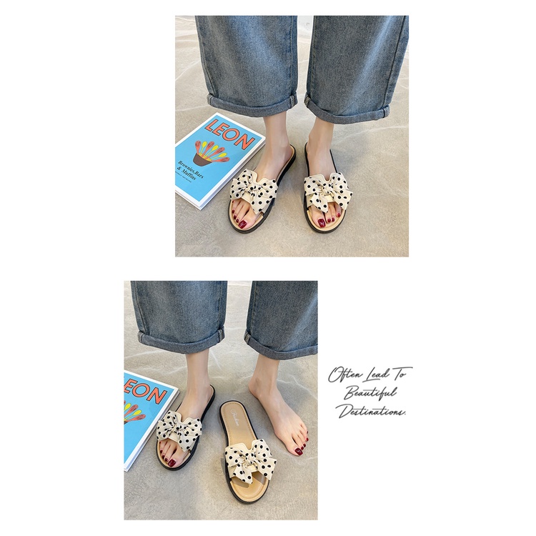 Sandal Selop Wanita Sendal EF16 Teplek Slip Flat Pita Sandal Jelly Sandal Model Pita Polkadot ACC