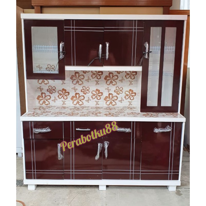 Lemari Sayur / Lemari Dapur / Rak Piring Kayu Minimalis 4 Pintu / Rak Piring Duco