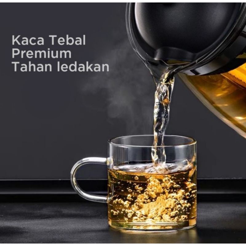 Miniso Teko Kaca 700ml Soda Lime Glass Teapot Teko Teh Saring