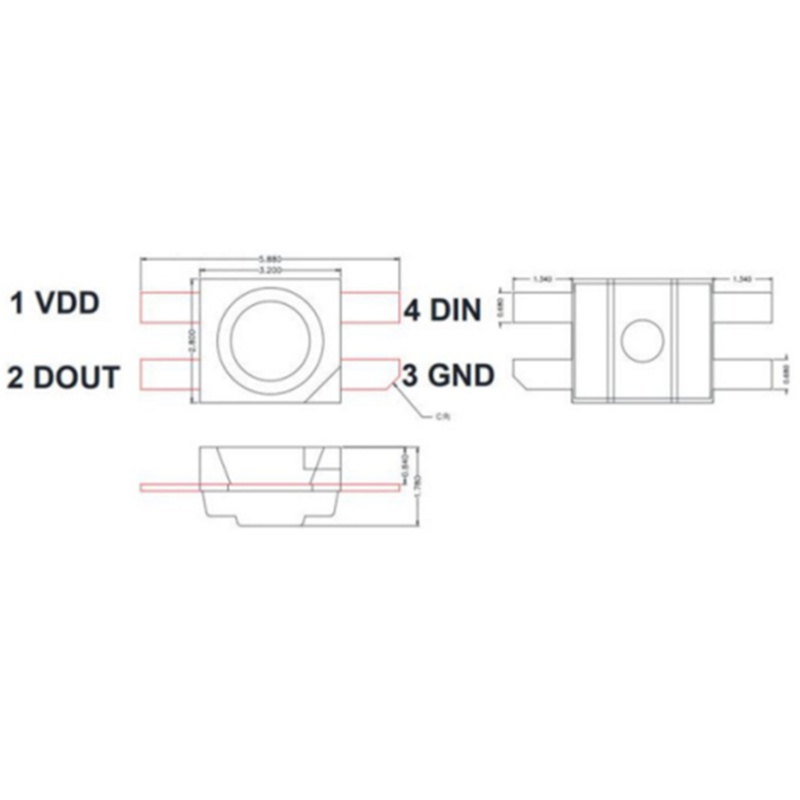 100PCS SK6812 MINI-E RGB (Similar WS2812B) SK6812 3228 SMD Pixels LED Chip Individually Addressable Full Color DC 5V