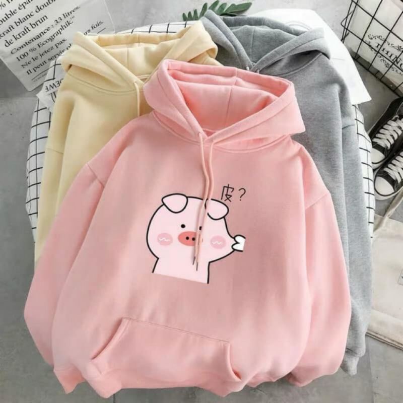 S - XXXXXL(6XL) Hoodie KISS PIG Bigsize OVERSIZE Jaket Wanita Pria Cartoon 5XL 4XL 3XL 2XL XL L Jumper Jacket Korean Harajuku Style Jumbo Hijau Matcha