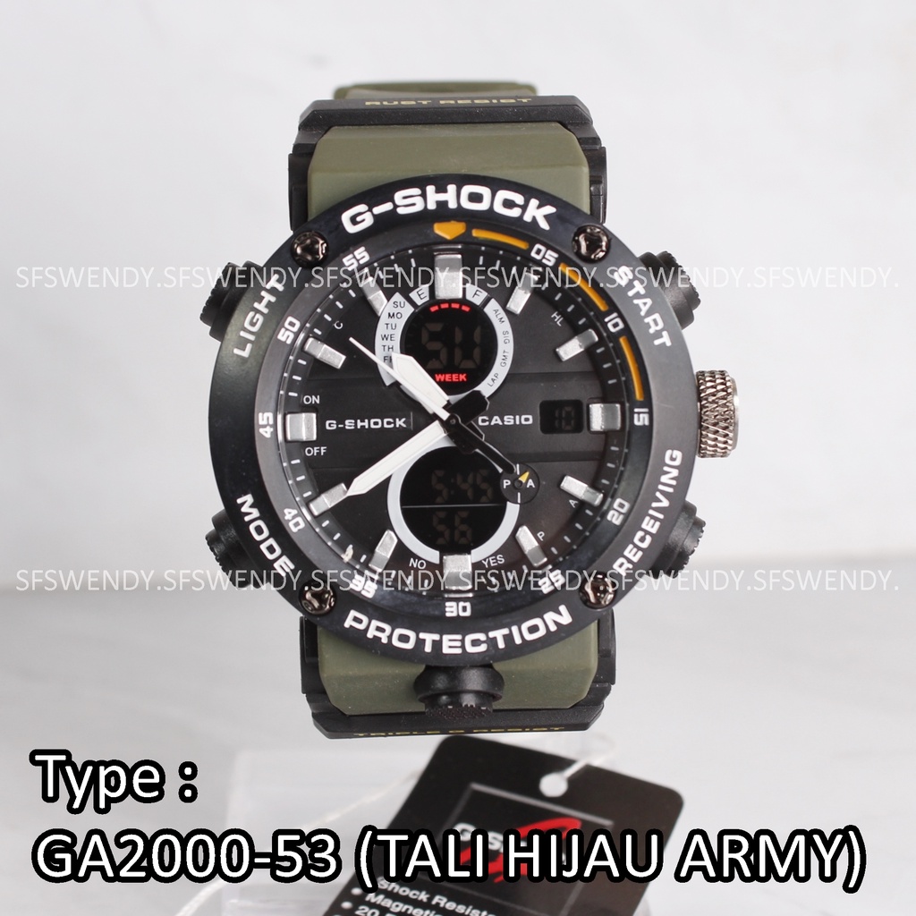 STOK TERBATAS !!!! Jam tangan pria G Shock GWRB-1000 Diameter besar Hijau Hitam army dual time digital anti air