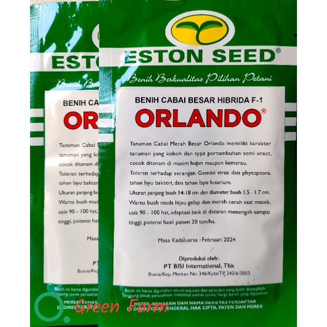 Cabe Besar Orlando F1 10gr Tahan Virus Original Pabrik Eston Seed