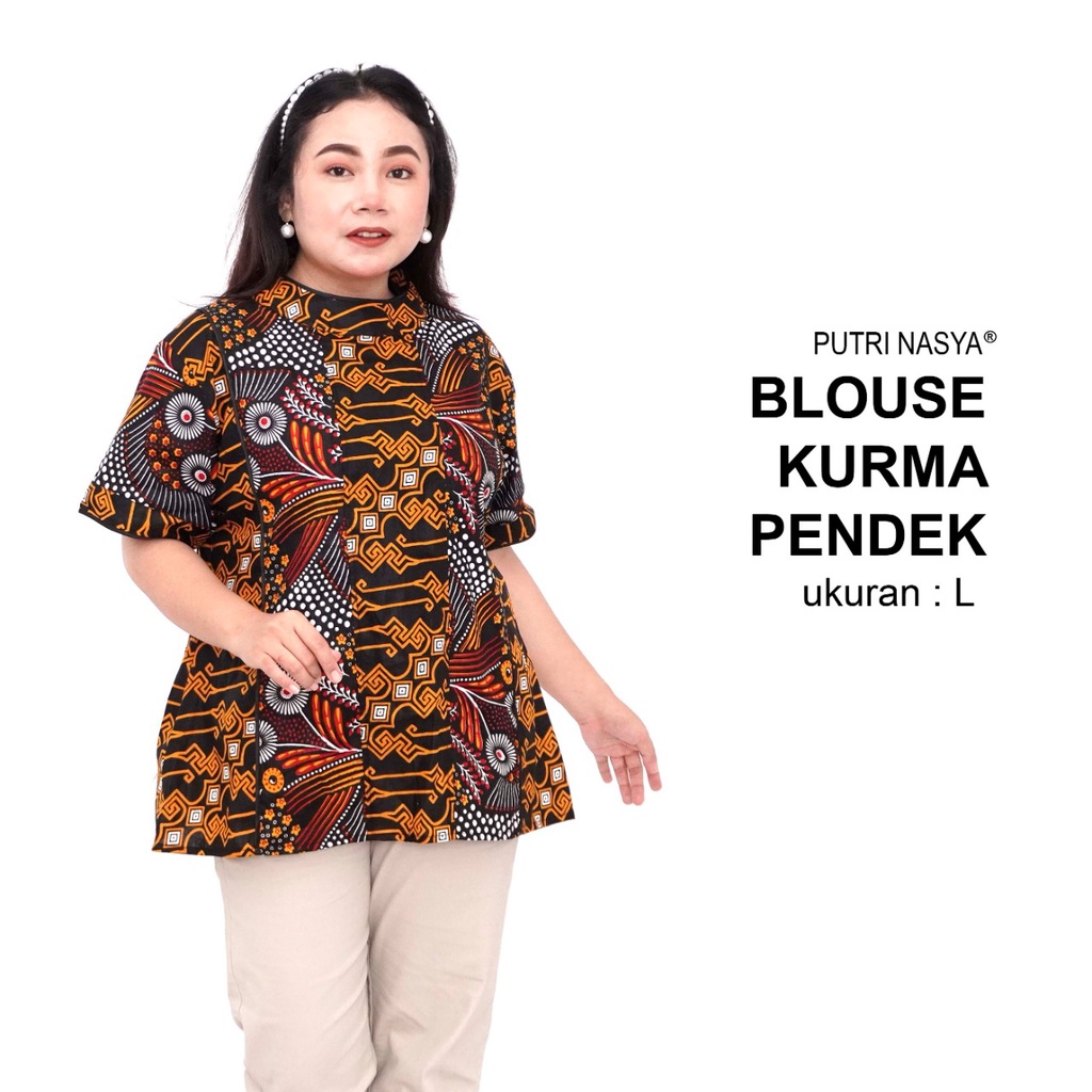 Blouse Big Size Wanita Atasan Batik Lengkap S-M-L-XL-2L-3L-4L-5L-6L-7L Model Blus Jumbo Kerja Batik / Pakaian Batik LD 140 Kekinian / Blus Kerja Seragam Wanita