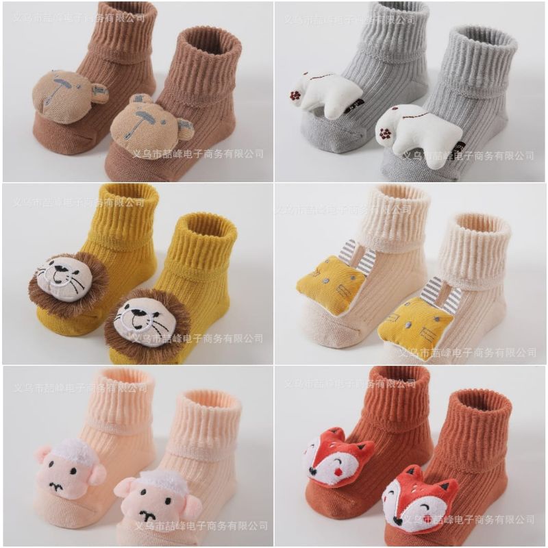 Kaos kaki bayi lipat boneka tebal model lipat lucu