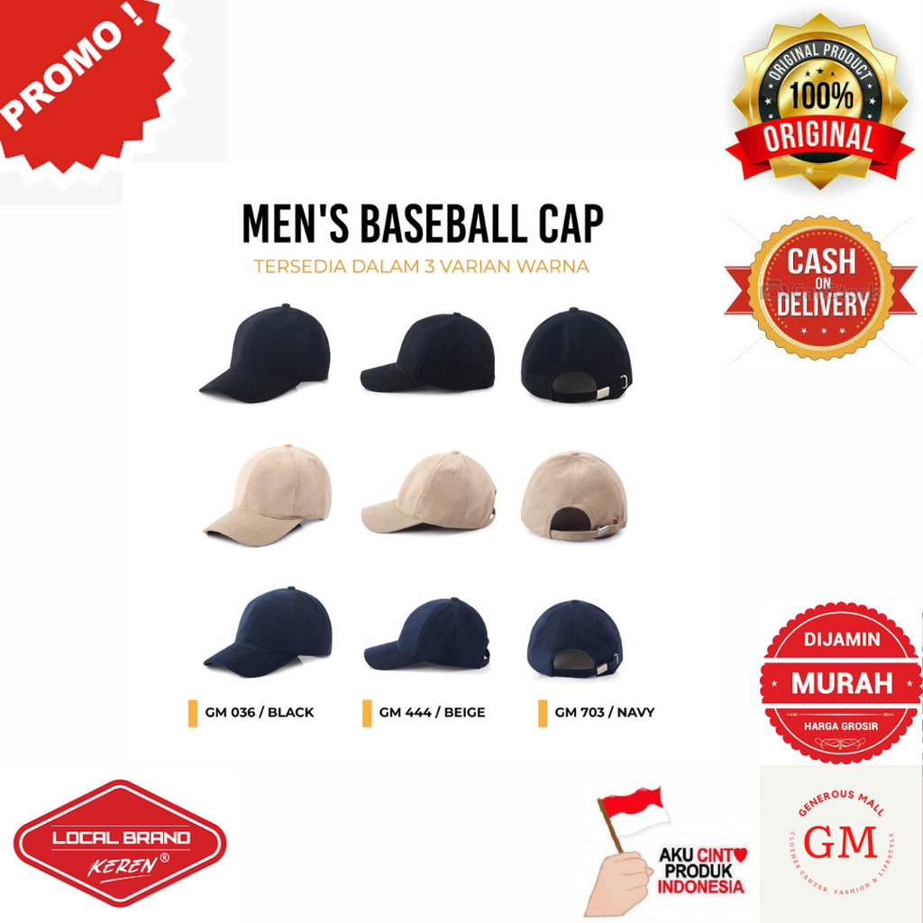 Topi Baseball Pria Autoomic GM 444 Brand Lokal Original Murah 3 Varian