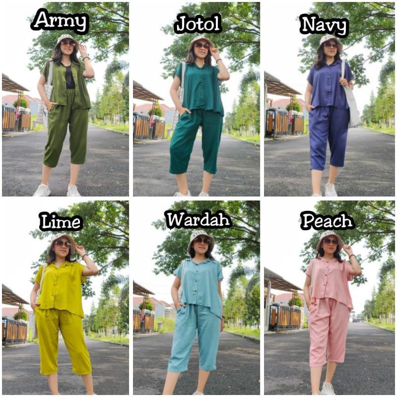 BAJU RAYON SETELAN POLOS KANCING ONE SET POLOS PREMIUM LENGAN PENDEK
