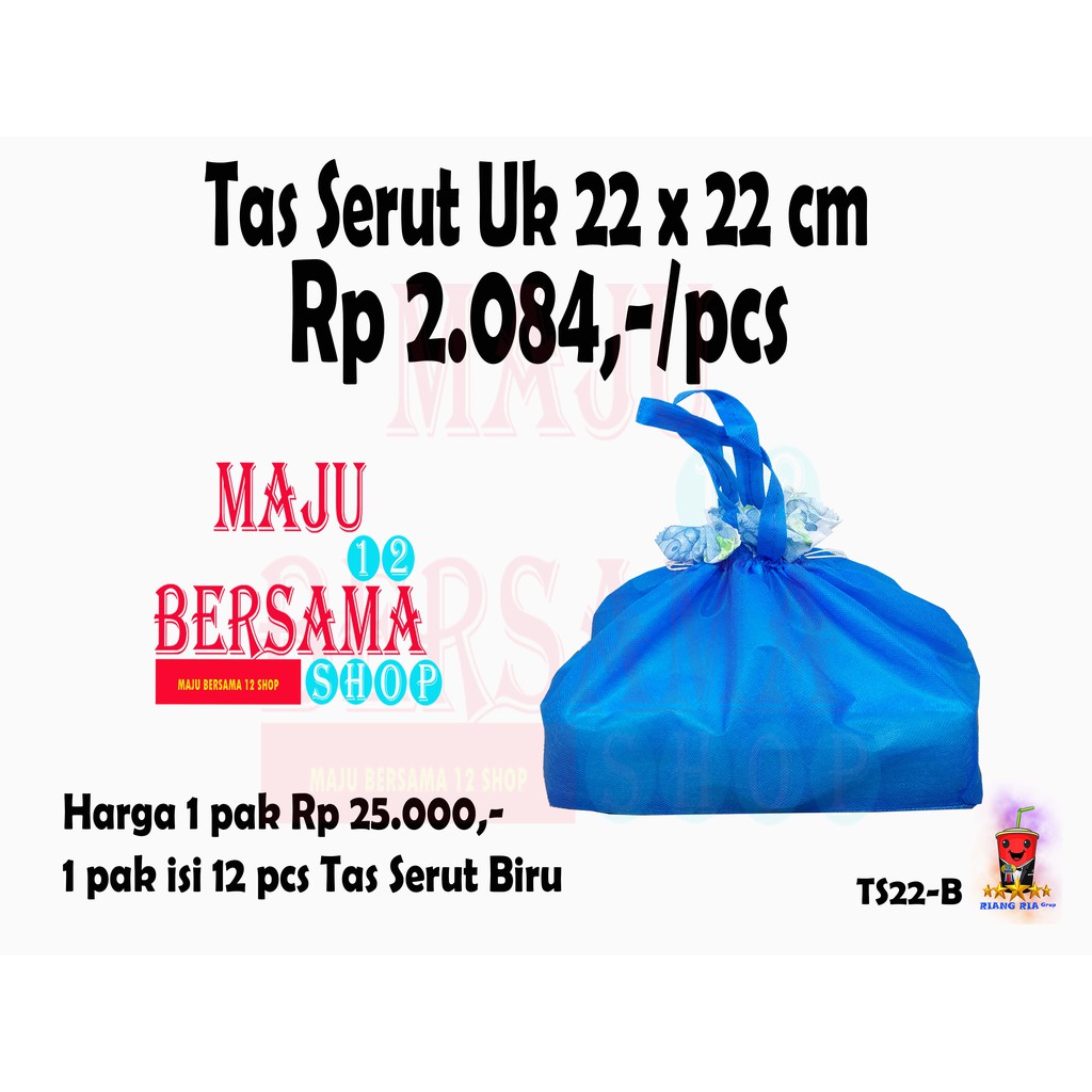 TAS SERUT KAIN UK 22 CM UNTUK DUS MAKANAN / SOUVERNIR ULANG TAHUN @ 12PCS-BIRU