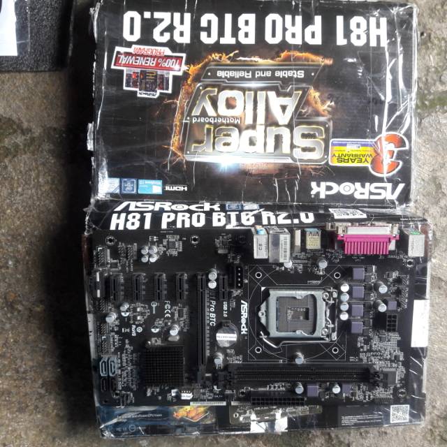 MOBO MOTHERBOARD MAINBOARD RUSAK DDR3 LGA 1150 ASROCK H81 PRO BTC R2