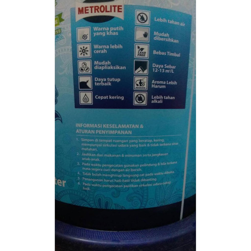 Baru Cat Tembok Metrolite 1 Kg Warna Putih / Cat Plafon Ori