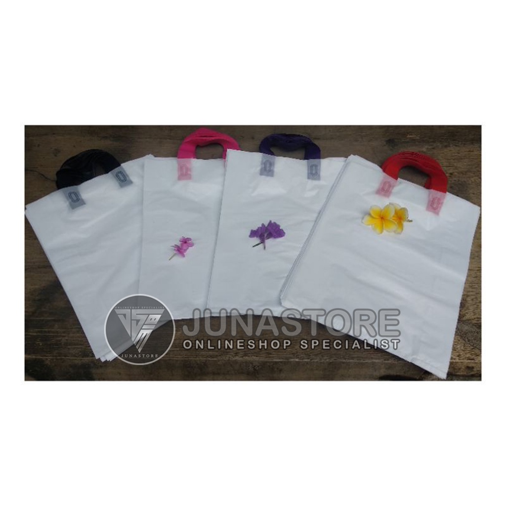 Plastik Shopping Bag / Plastik Soft Handle Kantong Putih REA 35x50