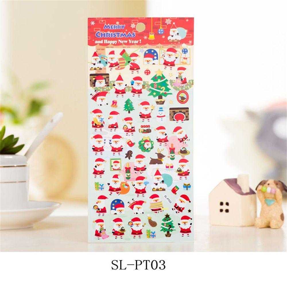 R-bunga 1lembar Gaya Random Stiker Natal Kawaii Scrapbooking Label Berbentuk Santa Claus